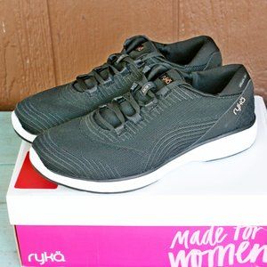 Ryka Lexi Black Knit Walking Shoes Sneakers WIDE